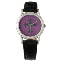 Black Crucifix auf Lila Armbanduhr