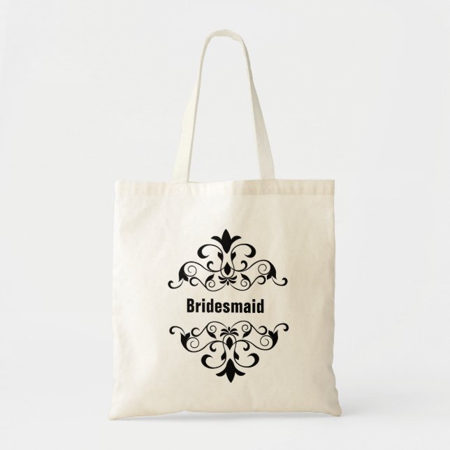 Black Custom Bridesmaid Hochzeitszettel Tragetasche (Vorne)