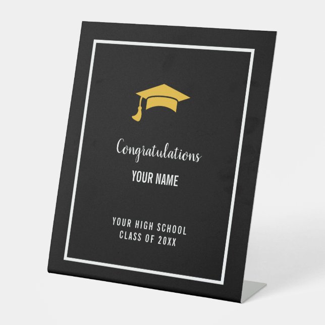 Black Custom Club Graduation Banner Sockelschild (Vorderseite)