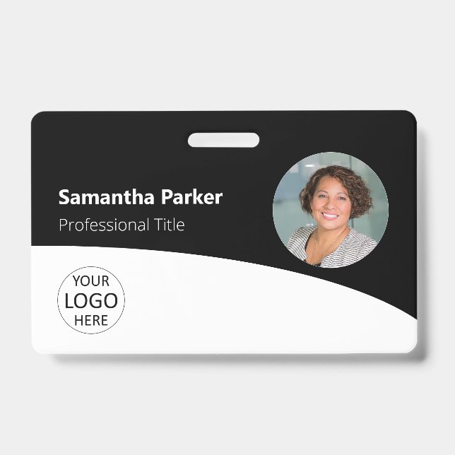 Black Custom Employee - Foto, Logo, Strichcode, Na Ausweis (Vorderseite)