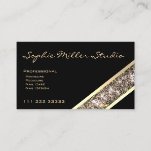 Black Custom Foto oder Logo Gold Glitzer Kosmetik Visitenkarte