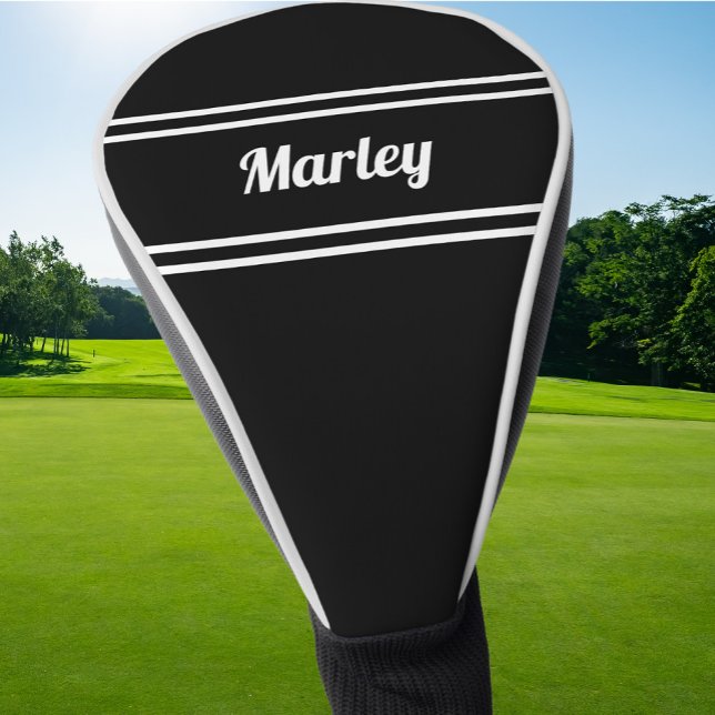 Black Custom Golfer Sports Modern Monogram Trendy Golf Headcover (Black Custom Golfer Sports Modern Monogram Trendy Golf Head Cover)