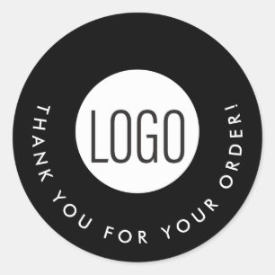 Black Custom Logo Vielen Dank für Ihre Bestellung Runder Aufkleber