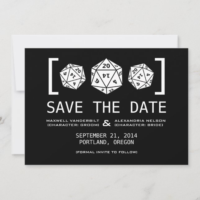 Black D20 Dice Gamer lädt Save the Date ein (Vorderseite)