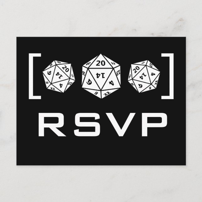 Black D20 Dice Gamer UAWG Postcard Einladungspostkarte (Vorderseite)