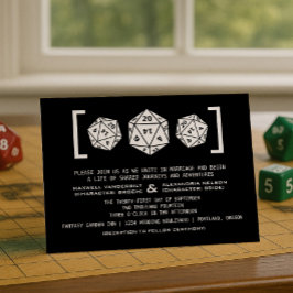 Black D20 Dice Gamer Wedding Einladung