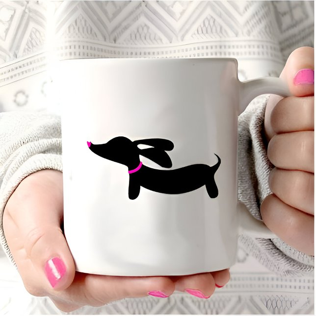 Black Dachshund Wiener Chien Café Voyage Mug (Créateur téléchargé)