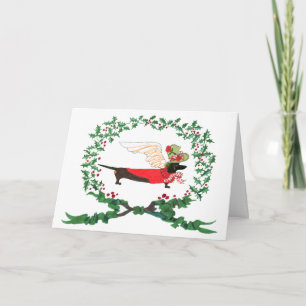 Black Dackel Barking for JOY! Feiertagskarte