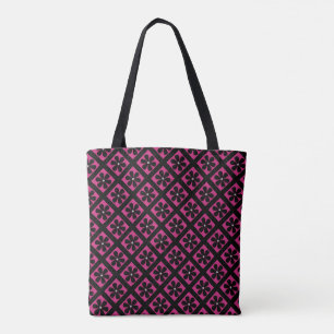 Black Daisy Diamond Pattern Tasche