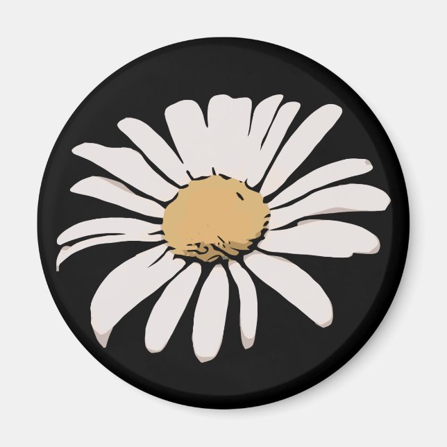 Black Daisy Floral Magnet (Vorne)