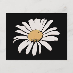 Black Daisy Floral Postcard Postkarte