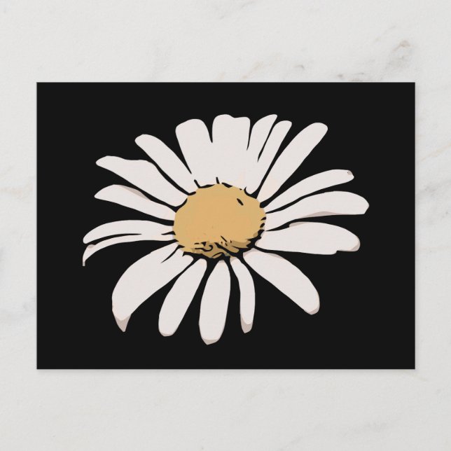 Black Daisy Floral Postcard Postkarte (Vorderseite)