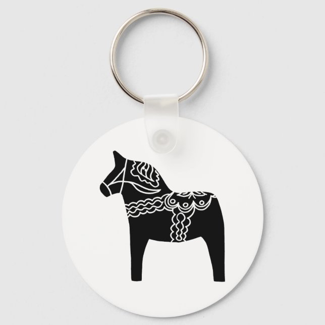 Black Dala Horse Schlüsselanhänger (Vorderseite)