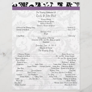 Black Damak Swirls Programme de mariage