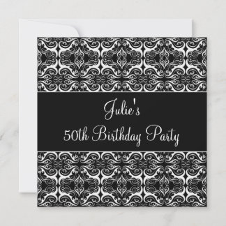 Black Damask 50. Geburtstagsparty Einladung 50.