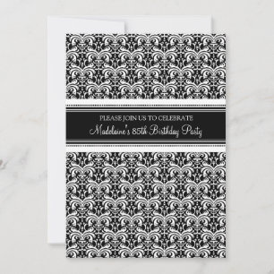 Black Damask 85th Birthday Party Invitations