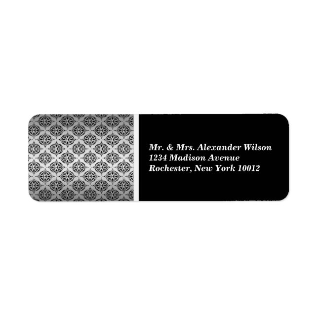 Black Damask Address Address Labels (Vorne)