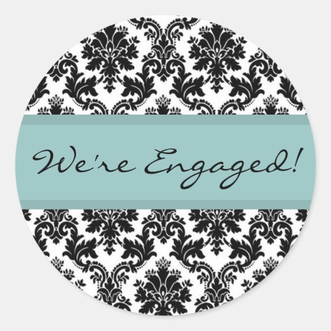 Black Damask Blue Umschlag Aufkleber Sticker (Vorderseite)