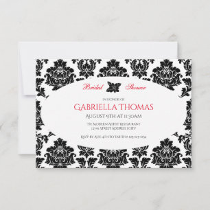 Black Damask & Blume-3x5 Bridal Dusche Einladung