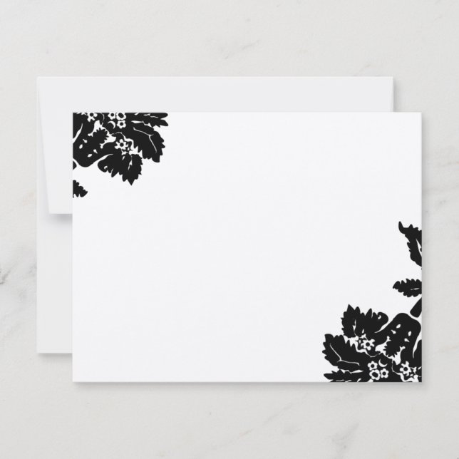 Black Damask Blume Wedding RSVP (Vorderseite)
