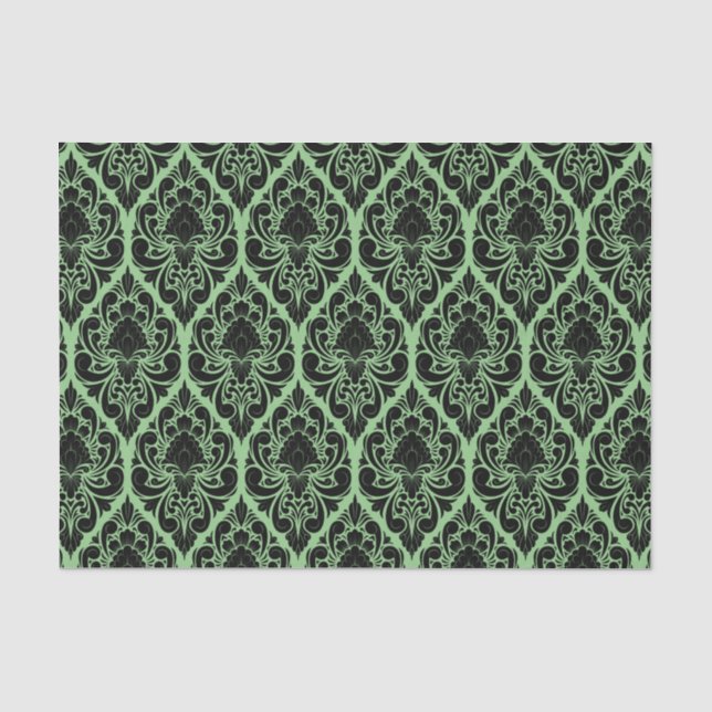 Black Damask Brocade auf jeder Hintergrund-Decoupa Seidenpapier (Vorderseite)