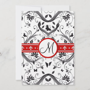 Black Damask Butterfly Wirbel Red Wedites Einladun Einladung