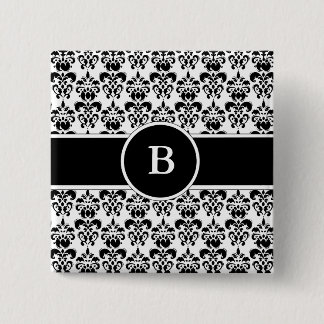 Black Damask Button