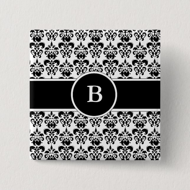 Black Damask Button (Vorderseite)