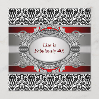 Black Damask Fabulous 40. Geburtstags-Party Einladung