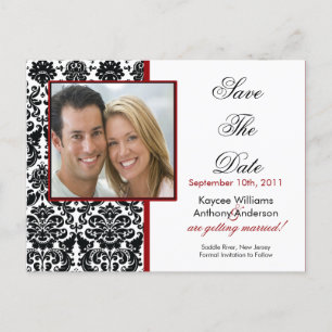 Black Damask Foto Save the Date POSTCARD! Ankündigungspostkarte