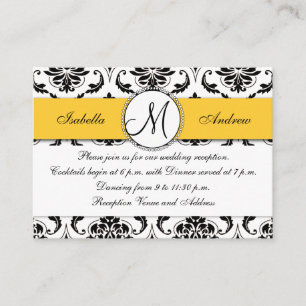 Black Damask Gelbe Hochzeitskarte Begleitkarte