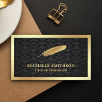 Black Damask Gold Foil Feather Vintag Quill Pen