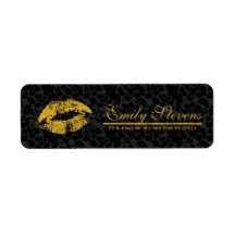 Black Damask Gold Glitzer Lippen