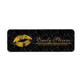 Black Damask Gold Glitzer Lippen