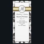 Black Damask Gold Wedding Program Programm<br><div class="desc">Elegante, raffinierte Hochzeitsprogramme in Schwarz-Weiß- und Metallic-Gold für Ihre Hochzeitsfeier. Hochzeitsvorlage mit Vintagem Damast-Muster und goldener Akzent-Farbe, die Sie mit Ihrem Monogramm, Ihren Namen, Ihrem Hochzeitsprogramm und Ihren Namen für Hochzeitsfeiern personalisieren können. Nutzen Sie die Vorder- und Rückseite, um Ihre Informationen über die Hochzeitsfeier und die Hochzeitsfeier hinzuzufügen. Von Elke...</div>