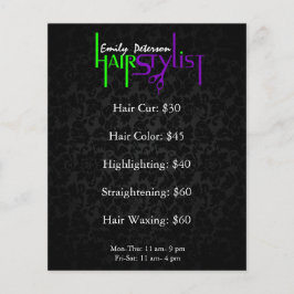 Black Damask Hair Stylist Flyer