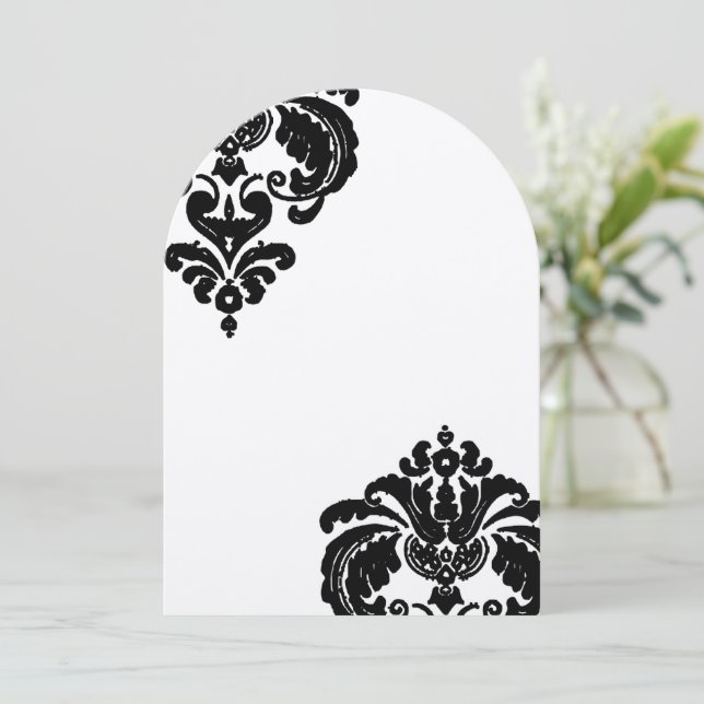 Black Damask Hochzeitseinladungen Einladung (Stehend Vorderseite)