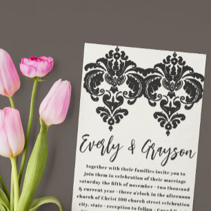 Black Damask Hochzeitseinladungen Einladung