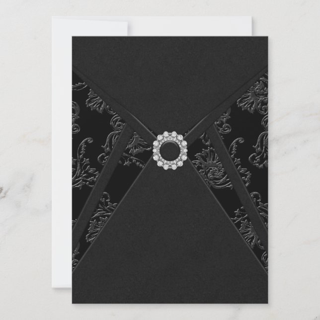 Black Damask Jeden Anlaß-Party Einladungen (Vorderseite)