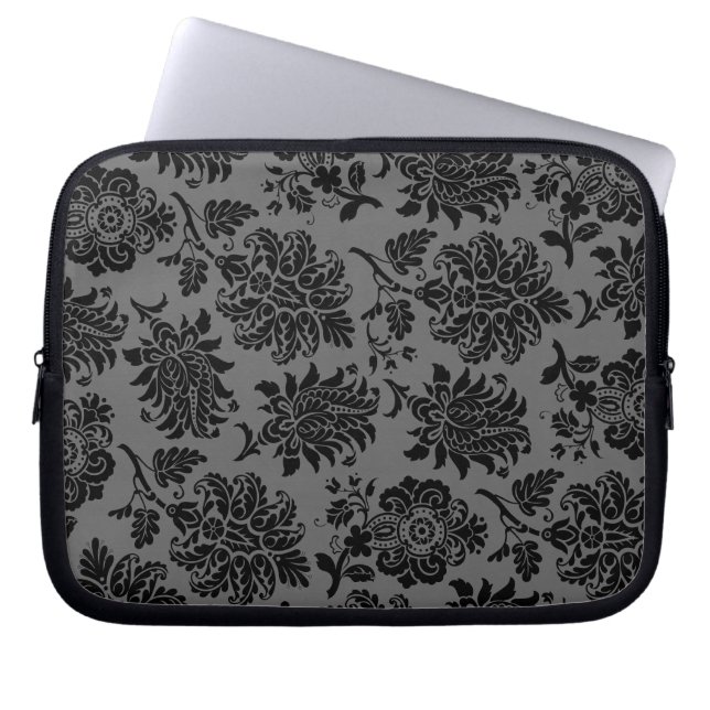 Black Damask Laptop Sleeve (Vorderseite)