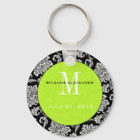 Black Damask Limon Monogram Wedding Schlüsselanhän