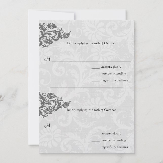 Black Damask Plum Hearts UAWG Wedding Einladung (Vorderseite)