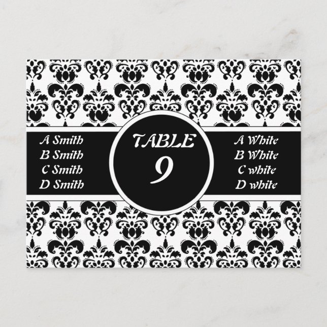 Black Damask Postkarte (Vorderseite)