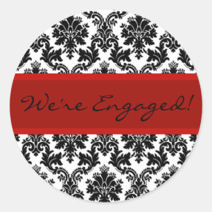 Black Damask & Red Umschlag Aufkleber Gefallen-Sti