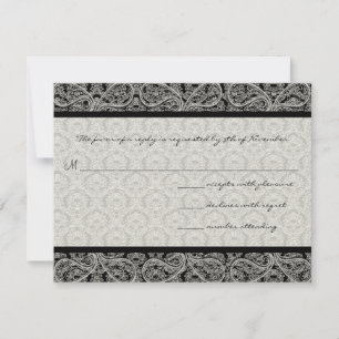 Black Damask Response Card- RSVP Karte