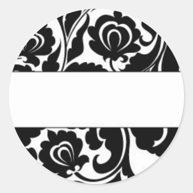 Black Damask-Rücksendeadresse Runder Aufkleber (Vorderseite)