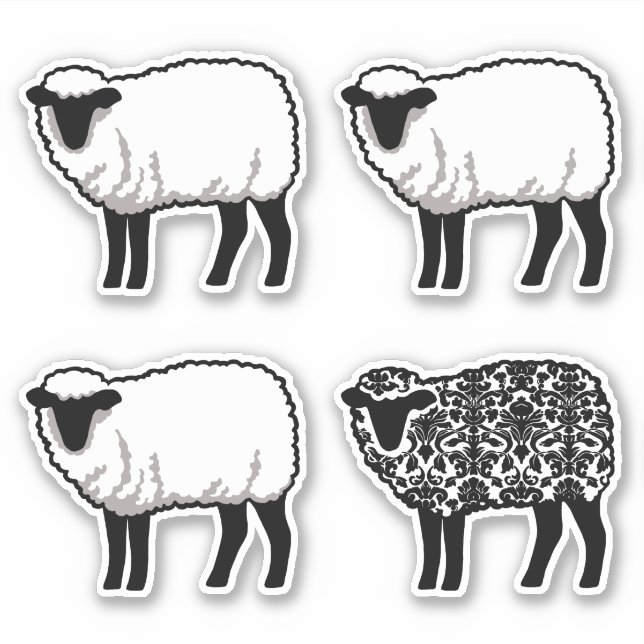 Black Damask Sheep Aufkleber (Vorderseite)