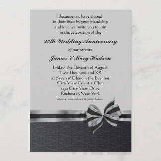 Black Damask Silver 25-jähriges Party Einladung