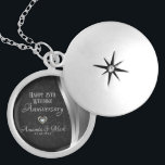 Black Damask Silver Satin - Jahrestag Medaillon<br><div class="desc">Eleganter schwarzer Blumendamast und silberner Satin. Silberhochzeit</div>