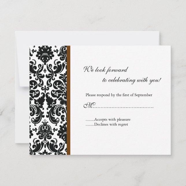 Black Damask UAWG Response Card RSVP Karte (Vorderseite)